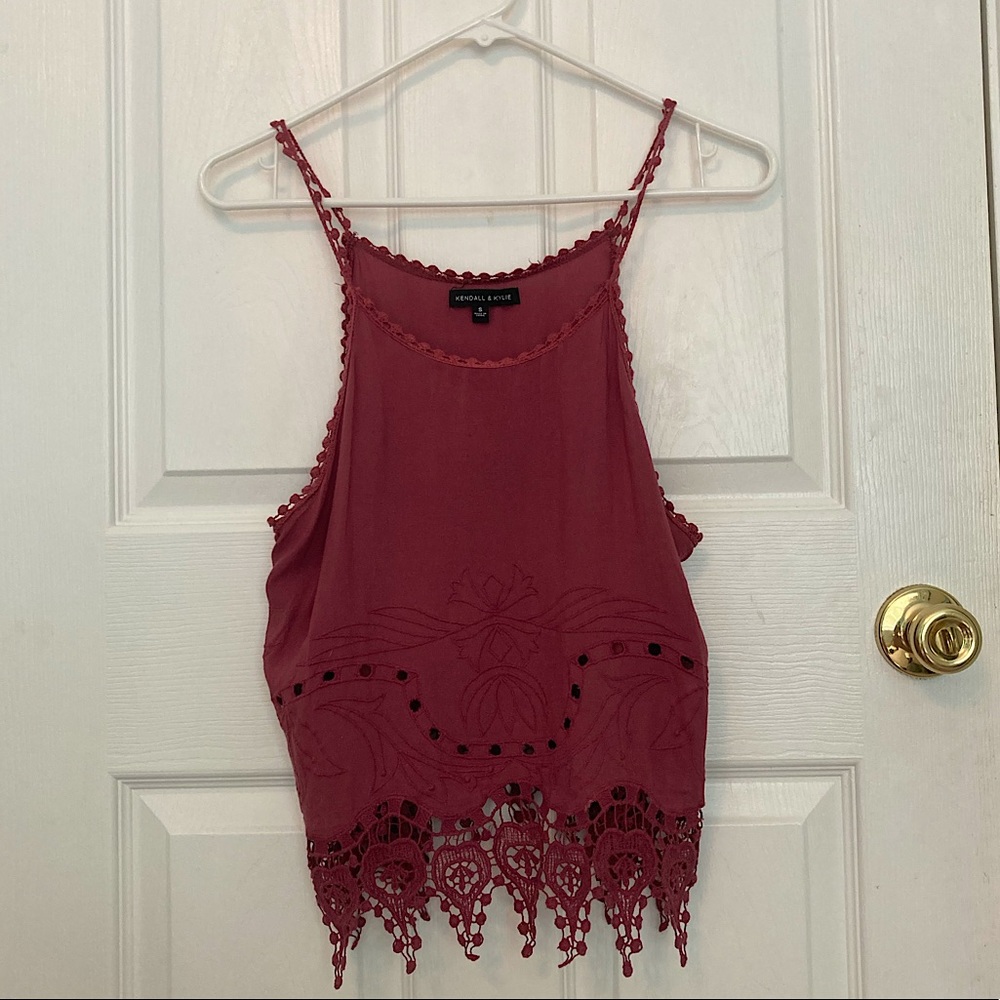 PacSun Kendall & Kylie Tank Top with Embroidery, Cut Outs, and Lace